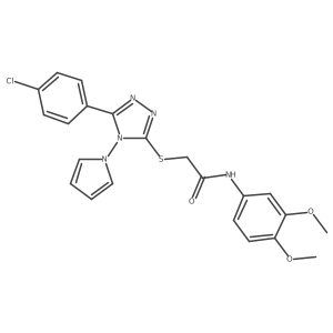 2-{[5-(4-chlorophenyl)-4-(1H-pyrrol-1-yl)-4H-1,2,4-triazol-3-yl]sulfanyl}-N-(3,4-dimethoxyphenyl)acetamide Structure