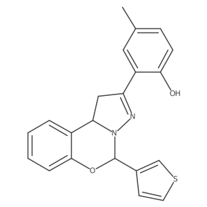 4-Methyl-2-(5-thien-3-yl-1,10b-dihydropyrazolo[1,5-c][1,3]benzoxazin-2-yl)phenol Structure