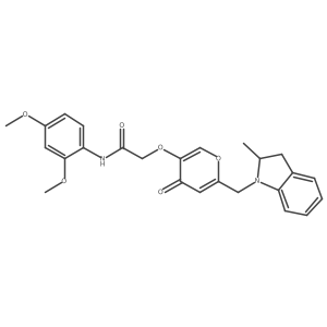 N-(2,4-dimethoxyphenyl)-2-((6-((2-methylindolin-1-yl)methyl)-4-oxo-4H-pyran-3-yl)oxy)acetamide Structure