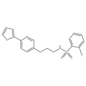 2-chloro-N-(2-((6-(thiophen-2-yl)pyridazin-3-yl)oxy)ethyl)benzenesulfonamide结构式