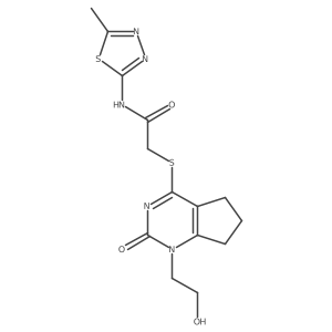 2-((1-(2-hydroxyethyl)-2-oxo-2,5,6,7-tetrahydro-1H-cyclopenta[d]pyrimidin-4-yl)thio)-N-(5-methyl-1,3,4-thiadiazol-2-yl)acetamide结构式