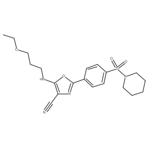 5-((3-Ethoxypropyl)amino)-2-(4-(piperidin-1-ylsulfonyl)phenyl)oxazole-4-carbonitrile结构式