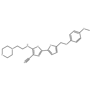 2-(5-((4-Methoxyphenoxy)methyl)furan-2-yl)-5-((2-morpholinoethyl)amino)oxazole-4-carbonitrile结构式