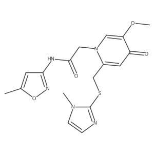 2-(5-methoxy-2-(((1-methyl-1H-imidazol-2-yl)thio)methyl)-4-oxopyridin-1(4H)-yl)-N-(5-methylisoxazol-3-yl)acetamide结构式