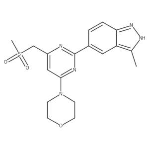 3-methyl-5-[4-(methylsulfonylmethyl)-6-morpholin-4-yl-pyrimidin-2-yl]-1H-indazole结构式