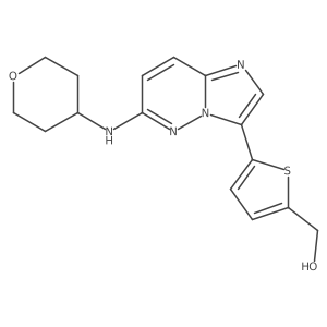 (5-(6-(tetrahydro-2H-pyran-4-ylamino)imidazo[1,2-b]pyridazin-3-yl)thiophen-2-yl)methanol结构式