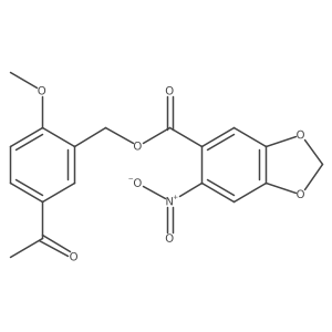 (5-Acetyl-2-methoxyphenyl)methyl 6-nitro-1,3-benzodioxole-5-carboxylate结构式
