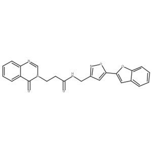 N-((5-(benzofuran-2-yl)isoxazol-3-yl)methyl)-3-(4-oxoquinazolin-3(4H)-yl)propanamide结构式