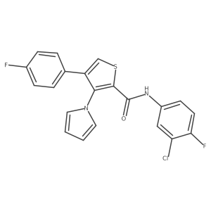 N-(3-chloro-4-fluorophenyl)-4-(4-fluorophenyl)-3-(1H-pyrrol-1-yl)thiophene-2-carboxamide结构式