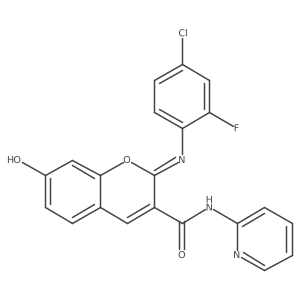 (2Z)-2-[(4-chloro-2-fluorophenyl)imino]-7-hydroxy-N-(pyridin-2-yl)-2H-chromene-3-carboxamide Structure
