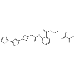 Ethyl 2-(2-(3-(3-(thiophen-2-yl)-1,2,4-oxadiazol-5-yl)azetidin-1-yl)acetamido)benzoate oxalate结构式
