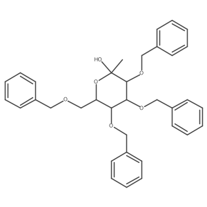 (3S,4S,5R,6R)-3,4,5-Tris(benzyloxy)-6-((benzyloxy)methyl)-2-methyltetrahydro-2H-pyran-2-ol结构式