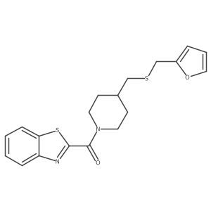 Benzo[d]thiazol-2-yl(4-(((furan-2-ylmethyl)thio)methyl)piperidin-1-yl)methanone结构式