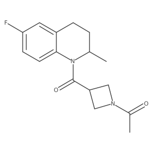 1-(3-(6-Fluoro-2-methyl-1,2,3,4-tetrahydroquinoline-1-carbonyl)azetidin-1-yl)ethanone结构式