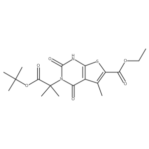 Thieno[2,3-d]pyrimidine-3(2H)-acetic acid, 6-(ethoxycarbonyl)-1,4-dihydro-alpha,alpha,5-trimethyl-2,4-dioxo-, 1,1-dimethylethyl ester结构式