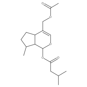 Butanoic acid, 3-methyl-, 4-[(acetyloxy)methyl]-1,4a,5,6,7,7a-hexahydro-7-methylcyclopenta[c]pyran-1-yl ester, [1S-(1I+/-,4aI+/-,7I+/-,7aI+/-)]-结构式