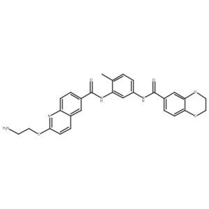 2-(2-aminoethoxy)-N-[5-(2,3-dihydro-1,4-benzodioxine-6-amido)-2-methylphenyl]quinoline-6-carboxamide Structure