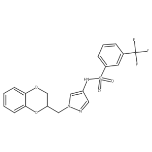 N-(1-((2,3-dihydrobenzo[b][1,4]dioxin-2-yl)methyl)-1H-pyrazol-4-yl)-3-(trifluoromethyl)benzenesulfonamide Structure