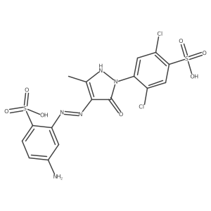 4-[4-[2-(5-Amino-2-sulfophenyl)diazenyl]-5-hydroxy-3-methyl-1H-pyrazol-1-yl]-2,5-dichlorobenzenesulfonic acid结构式