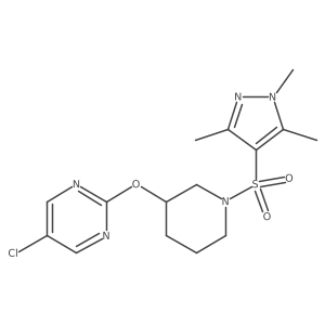 5-chloro-2-((1-((1,3,5-trimethyl-1H-pyrazol-4-yl)sulfonyl)piperidin-3-yl)oxy)pyrimidine Structure