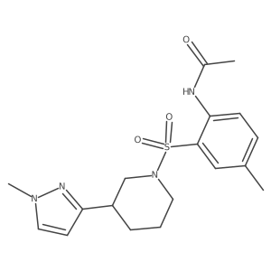 N-(4-methyl-2-((3-(1-methyl-1H-pyrazol-3-yl)piperidin-1-yl)sulfonyl)phenyl)acetamide结构式
