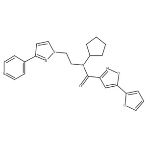 N-cyclopentyl-5-(furan-2-yl)-N-(2-(3-(pyridin-4-yl)-1H-pyrazol-1-yl)ethyl)isoxazole-3-carboxamide结构式