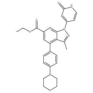 Ethyl 3-methyl-4-(4-morpholinophenyl)-1-(2-oxo-1,2-dihydropyridin-4-yl)-1H-pyrazolo[3,4-b]pyridine-6-carboxylate结构式