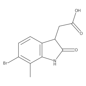 2-(6-bromo-7-methyl-2-oxo-2,3-dihydro-1H-indol-3-yl)acetic acid结构式