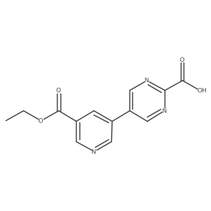 5-[5-(Ethoxycarbonyl)pyridin-3-yl]pyrimidine-2-carboxylic acid结构式