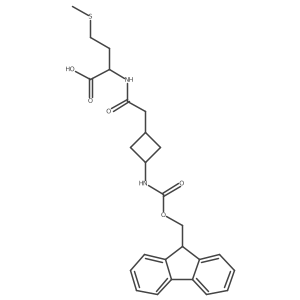 (2S)-2-{2-[3-({[(9H-fluoren-9-yl)methoxy]carbonyl}amino)cyclobutyl]acetamido}-4-(methylsulfanyl)butanoic acid Structure