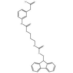 2-{3-[5-({[(9H-fluoren-9-yl)methoxy]carbonyl}amino)pentanamido]phenyl}acetic acid结构式