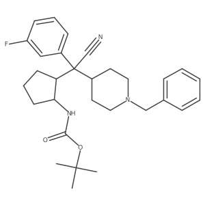 tert-butyl N-[2-[(S)-(1-benzylpiperidin-4-yl)-cyano-(3-fluorophenyl)methyl]cyclopentyl]carbamate结构式