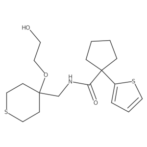 N-((4-(2-hydroxyethoxy)tetrahydro-2H-thiopyran-4-yl)methyl)-1-(thiophen-2-yl)cyclopentane-1-carboxamide Structure
