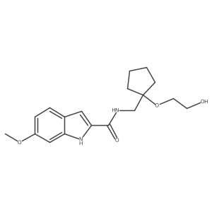 N-((1-(2-hydroxyethoxy)cyclopentyl)methyl)-6-methoxy-1H-indole-2-carboxamide结构式