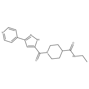 N-Ethyl-1-[[5-(4-pyridinyl)-1H-pyrazol-3-yl]carbonyl]-4-piperidinecarboxamide结构式
