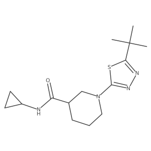 1-(5-tert-butyl-1,3,4-thiadiazol-2-yl)-N-cyclopropylpiperidine-3-carboxamide结构式