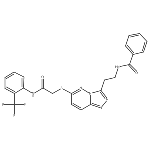 N-(2-(6-((2-oxo-2-((2-(trifluoromethyl)phenyl)amino)ethyl)thio)-[1,2,4]triazolo[4,3-b]pyridazin-3-yl)ethyl)benzamide结构式