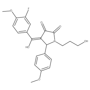 (4E)-4-[(3-fluoro-4-methoxyphenyl)-hydroxymethylidene]-1-(3-hydroxypropyl)-5-(4-methoxyphenyl)pyrrolidine-2,3-dione Structure