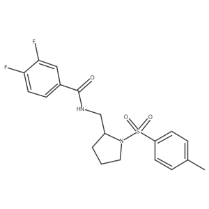 3,4-difluoro-N-((1-tosylpyrrolidin-2-yl)methyl)benzamide结构式