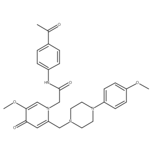 N-(4-acetylphenyl)-2-(5-methoxy-2-((4-(4-methoxyphenyl)piperazin-1-yl)methyl)-4-oxopyridin-1(4H)-yl)acetamide结构式