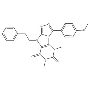 3-(4-methoxyphenyl)-5,7-dimethyl-9-(2-phenylethyl)-5H,6H,7H,8H,9H-[1,2,4]triazolo[3,4-h]purine-6,8-dione结构式