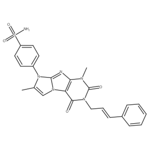 (E)-4-(3-cinnamyl-1,7-dimethyl-2,4-dioxo-3,4-dihydro-1H-imidazo[2,1-f]purin-8(2H)-yl)benzenesulfonamide结构式