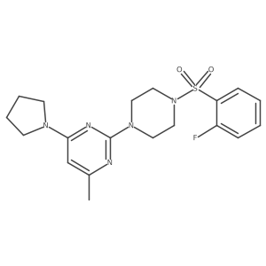 2-(4-((2-Fluorophenyl)sulfonyl)piperazin-1-yl)-4-methyl-6-(pyrrolidin-1-yl)pyrimidine Structure