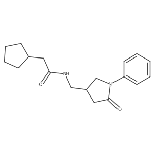 2-cyclopentyl-N-[(5-oxo-1-phenylpyrrolidin-3-yl)methyl]acetamide结构式