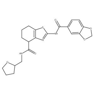 2-(benzo[d][1,3]dioxole-5-carboxamido)-N-((tetrahydrofuran-2-yl)methyl)-4,5,6,7-tetrahydrobenzo[d]thiazole-4-carboxamide结构式