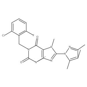 1-(2-chloro-6-fluorobenzyl)-3,7-dimethyl-8-(3,4,5-trimethyl-1H-pyrazol-1-yl)-1H-purine-2,6(3H,7H)-dione结构式