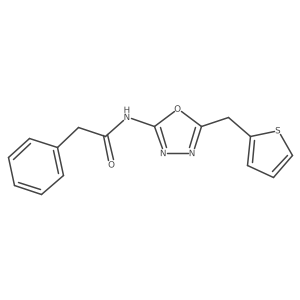 2-phenyl-N-(5-(thiophen-2-ylmethyl)-1,3,4-oxadiazol-2-yl)acetamide结构式