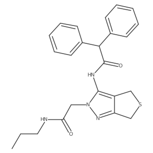 CCCNC(=O)Cn1nc2c(c1NC(=O)C(c1ccccc1)c1ccccc1)CSC2结构式