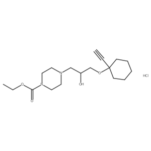 Ethyl 4-{3-[(1-ethynylcyclohexyl)oxy]-2-hydroxypropyl}piperazine-1-carboxylate hydrochloride结构式
