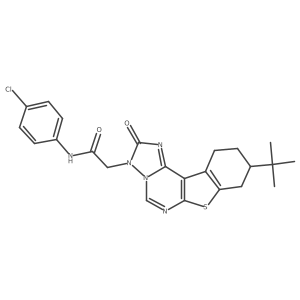 2-{13-tert-butyl-4-oxo-10-thia-3,5,6,8-tetraazatetracyclo[7.7.0.0^{2,6}.0^{11,16}]hexadeca-1(9),2,7,11(16)-tetraen-5-yl}-N-(4-chlorophenyl)acetamide Structure